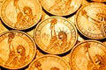 Golden dollar coins background Royalty Free Stock Photo