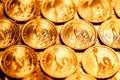 Golden dollar coins background Royalty Free Stock Photo