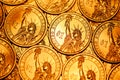 Golden dollar coins background Royalty Free Stock Photo