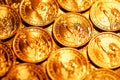 Golden dollar coins background Royalty Free Stock Photo