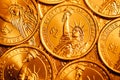Golden dollar coins background Royalty Free Stock Photo