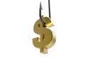 Golden dollar on a hook Royalty Free Stock Photo