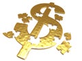 Golden dollar puzzle Royalty Free Stock Photo