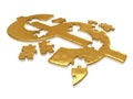 Golden dollar puzzle Royalty Free Stock Photo