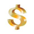 Golden dollar sign 3d isolated on white Royalty Free Stock Photo