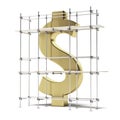 Golden dollar sign with scaffold