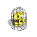 Golden dollar sign in the silver cage, 3D illustration Royalty Free Stock Photo