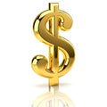 Golden dollar sign on white Royalty Free Stock Photo