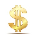Golden dollar symbol with two vertical lines i Royalty Free Stock Photo