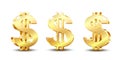 Golden dollar symbol with two vertical lines Royalty Free Stock Photo