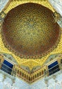 Golden dome of the Hall of Ambassadors in the AlcÃÂ¡zar of Seville, Andalusia, Spain Royalty Free Stock Photo