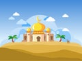 Golden Dome Mosque In Desert Royalty Free Stock Photo