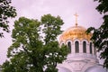 Golden dome of the Orthodox church in Central Russia on the blue sky background Royalty Free Stock Photo