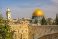 Golden Dome of the Rock Western Western`Wailing` Wall of Ancient Temple Jerusalem Israel Royalty Free Stock Photo