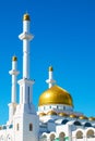 Golden dome and tall minarets of Abu Nasr Al-Farabi mosque Royalty Free Stock Photo