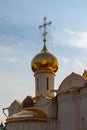 Golden dome of the Trinity Cathedral against the sky, Sergiev Posad, Russia