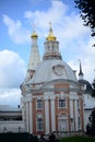 Golden domes of an ancient orthodox church. Sergiev Posad. Russia. Royalty Free Stock Photo