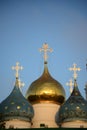 Golden domes of an ancient orthodox church. Sergiev Posad. Russia. Royalty Free Stock Photo
