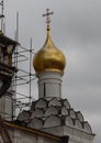 Golden domes of the Cathedral of the Nativity of the Blessed Virgin Mary in Moscow, Russia