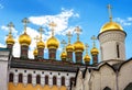 Golden domes of cathedrals in Moscow Kremlin, Russia Royalty Free Stock Photo