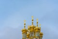 Golden domes of Catherine Palace in Pushkin, St. Petersburg, Russia. Royalty Free Stock Photo