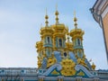 Golden domes of Catherine Palace in Pushkin, St. Petersburg, Russia. Royalty Free Stock Photo