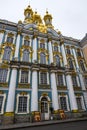 The Golden domes of Catherine`s Palace on a winter day in Pushkin, Saint Petersburg, Russia. Royalty Free Stock Photo