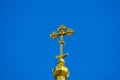 Golden domes and christian crosses on the orthodox church Royalty Free Stock Photo