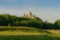 Golden domes with crosses of an orthodox church Royalty Free Stock Photo