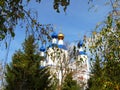 Golden domes of the Orthodox Church in autumn Royalty Free Stock Photo