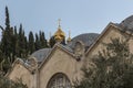 Golden domes Orthodox church of St. Mary Magdalene on the Mount of Olives in Jerusalem Royalty Free Stock Photo