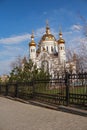 Golden domes of Petro-Fevronievsky church in Donetsk