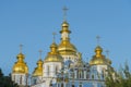 Golden domes of St. Michael Cathedral in Kiev, Ukraine. St. Michael's Golden-Domed Monastery - famous church complex in Kiev, Ukr Royalty Free Stock Photo