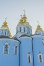 Golden domes of St. Michael Cathedral in Kiev, Ukraine. St. Michael's Golden-Domed Monastery - famous church complex in Kiev, Ukr Royalty Free Stock Photo