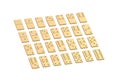 Golden domino tiles isolated on white background Royalty Free Stock Photo