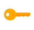 Golden door key icon vector isolated flat cartoon illustration