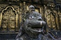 Golden doors of the Changu Narayan Hindu temple in Changunarayan (Bhaktapur) with a deity as a guard - Nepal