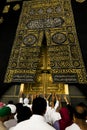 The golden doors of the Holy Kaaba closeup,