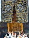 The golden doors of the Holy Kaaba closeup, Makkah Province of Saudi Arabia