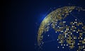 The golden dots make up the world, symbolizing the thriving world economy, vector illustration Royalty Free Stock Photo