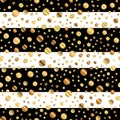 Golden dots pattern on black and white striped. Royalty Free Stock Photo
