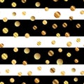 Golden dots pattern on black and white striped. Royalty Free Stock Photo