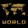 Golden dotted world map