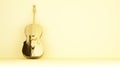 Golden double bass on yellow wall Royalty Free Stock Photo