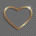 Golden double heart frame with shadows