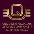 Golden double line letters and numbers with initial monogram