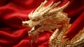 A Golden Dragon Against A Red Background Royalty Free Stock Photo
