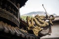 Golden dragon decoration on a temple roof Royalty Free Stock Photo