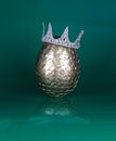 golden dragon egg and crown isolated on green Royalty Free Stock Photo