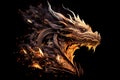 golden dragon emblem on black background. Generative AI, Generative, AI Royalty Free Stock Photo
